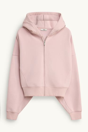 Dona - Dessuadora oberta amb caputxa - rosa pastel