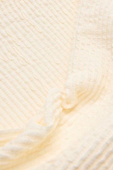 Femmes - Haut à manches longues - slim fit - finition côtelée - crème