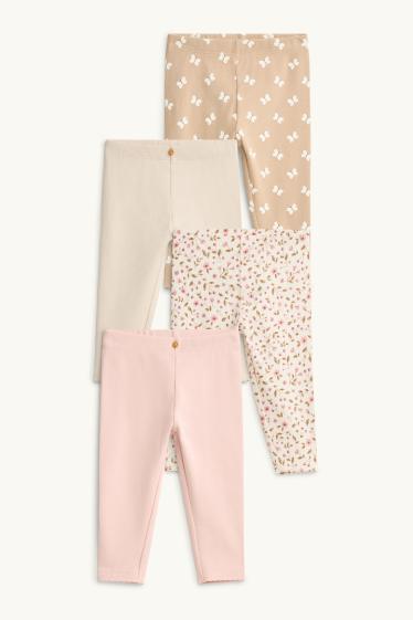Baby: meisjes - Set van 4 - bloemetje en vlinder - babylegging - beige