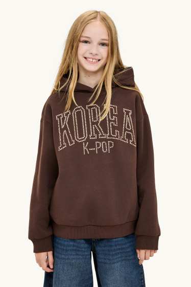 Bambine - K-Pop - felpa con cappuccio - marrone