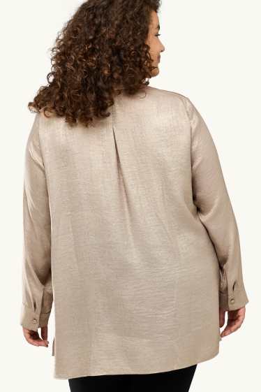 Dames - Satijnen blouse - beige