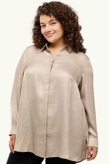 Dames - Satijnen blouse - beige
