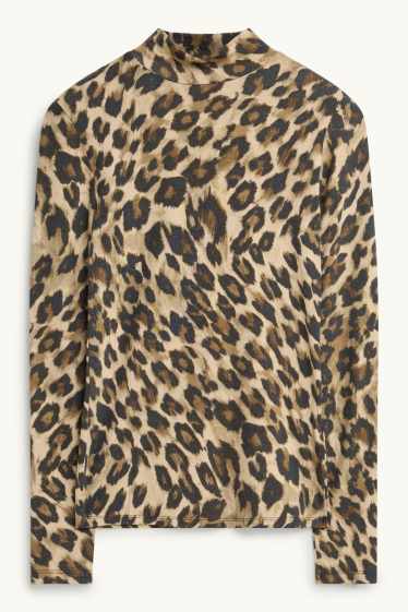 Femmes - Haut à manches longues - regular fit - imprimé léopard - beige / marron