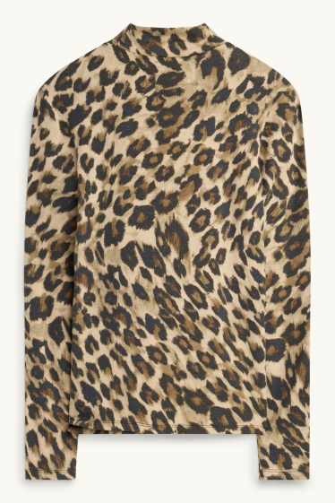 Femmes - Haut à manches longues - regular fit - imprimé léopard - beige / marron