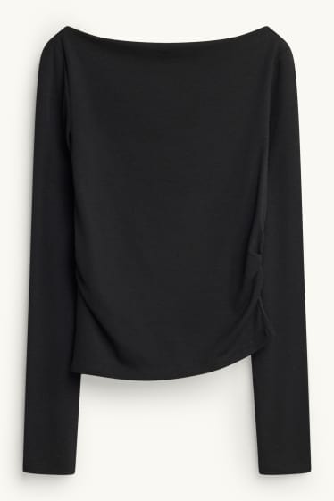 Damen - Langarmshirt - Slim Fit - schwarz