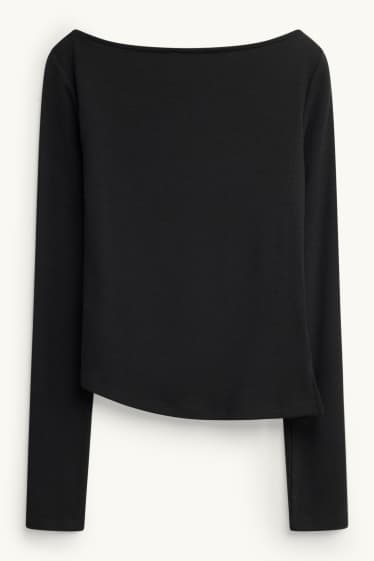 Damen - Langarmshirt - Slim Fit - schwarz