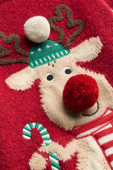 Enfants garçons - Renne - pull de Noël - rouge / blanc