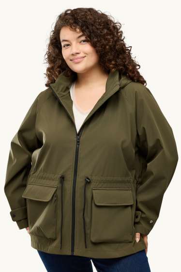 Femei - Geacă softshell cu glugă - rezistentă la apă - 4 Way Stretch - verde închis