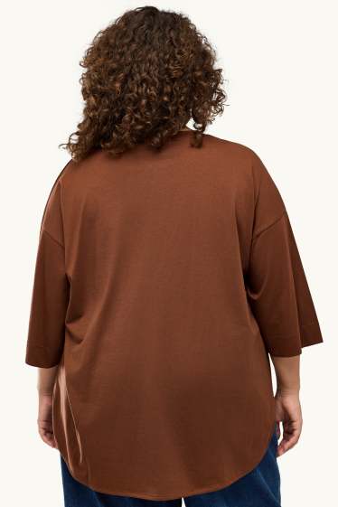Women - T-shirt - relaxed fit - brown