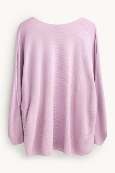 Damen - Pullover - gerippt - flieder