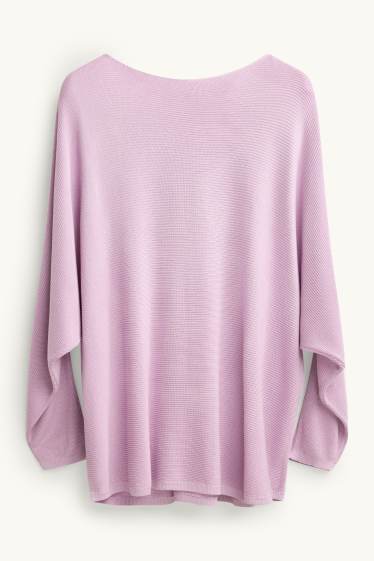 Damen - Pullover - gerippt - flieder
