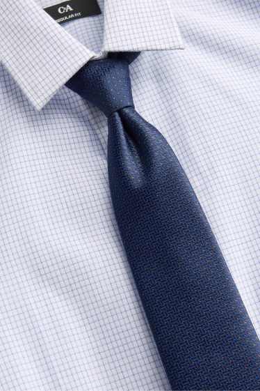 Hommes - Ensemble - chemise de bureau et cravate - 2 pièces - blanc / bleu clair