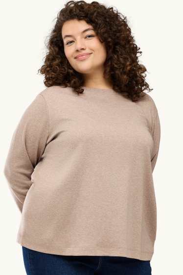 Damen - Langarmshirt - beige