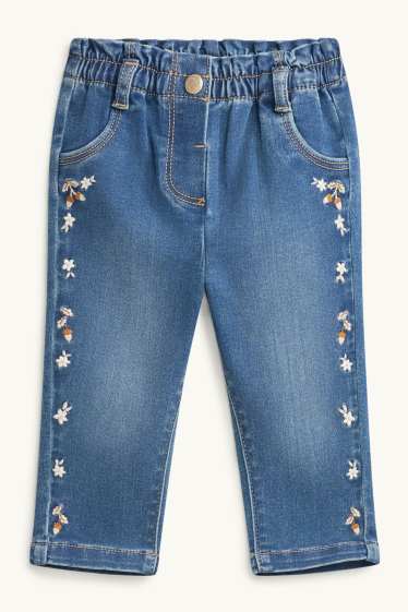 Baby Mädchen - Blümchen und Eichel - Baby-Jeans - jeansblau