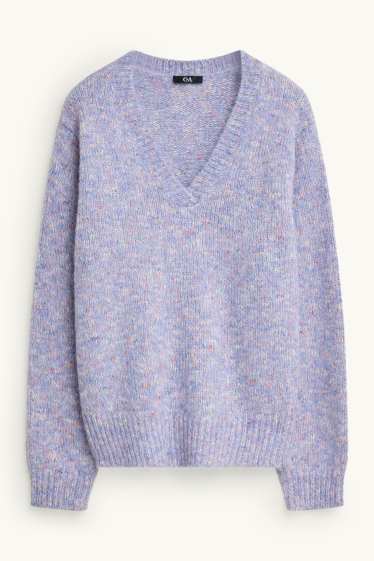 Women - V-neck jumper - lilac