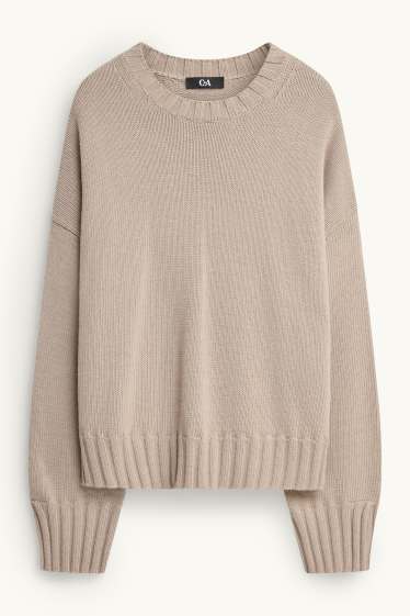 Dames - Trui met kasjmiergehalte - licht beige