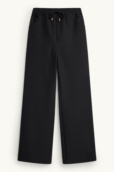 Damen - Stoffhose - High Waist - Relaxed Fit - schwarz