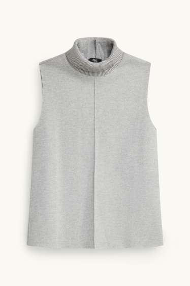 Dona - Top de coll girat - de canalé - gris jaspiat