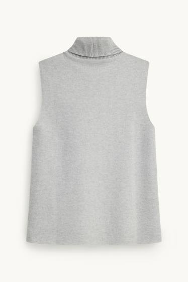 Dona - Top de coll girat - de canalé - gris jaspiat