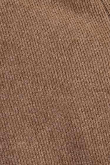 Women - Knitted joggers - ribbed - brown