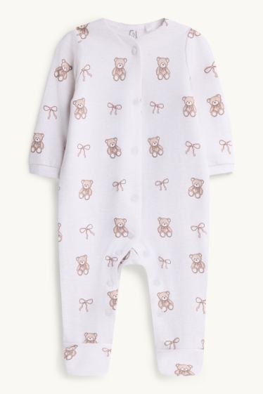 Baby Girls - Teddy bear - baby sleepsuit - cremewhite