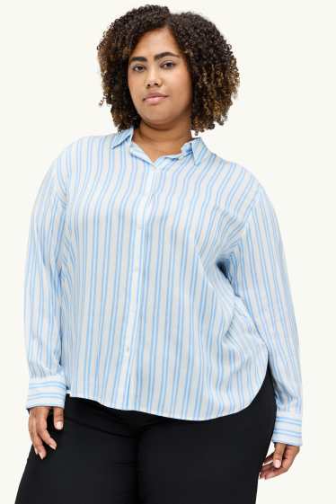 Dona - Camisa brusa - de ratlles - blanc / blau clar