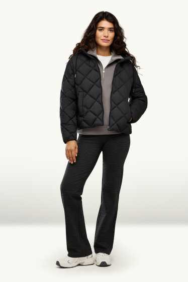 Damen - Straight Leggings - gemustert - schwarz