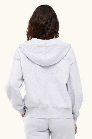 Damen - Sweatjacke mit Kapuze - hellgrau-melange