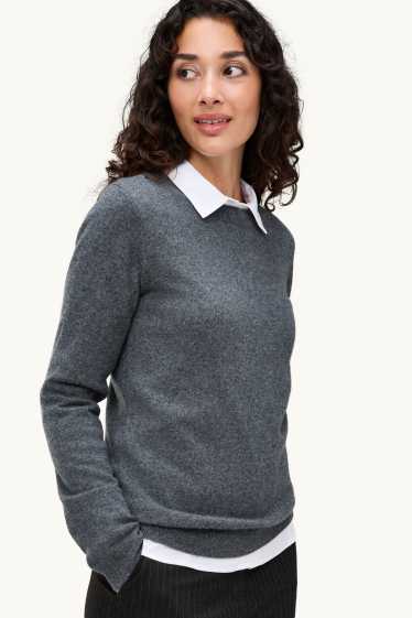 Femmes - Pull en cachemire - gris chiné