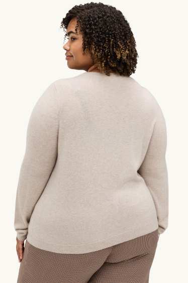 Damen - Kaschmir-Strickjacke - hellbeige