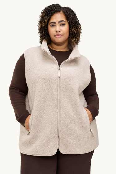 Femmes - Gilet sans manches en peluche - beige