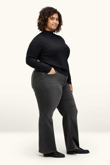 Dona - Wide Leg Jeans - mid waist - jog denim - LYCRA® - texà gris fosc