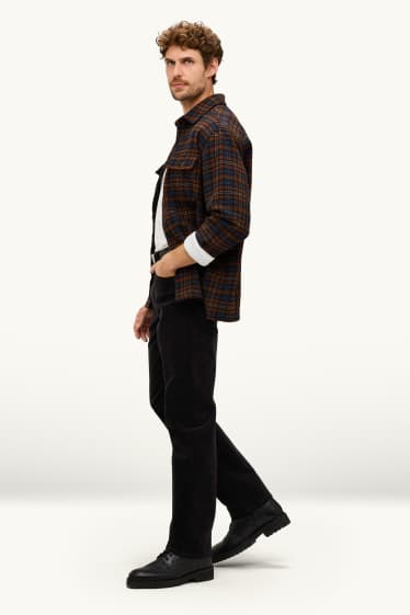 Hommes - Pantalon en velours côtelé - Straight fit - noir