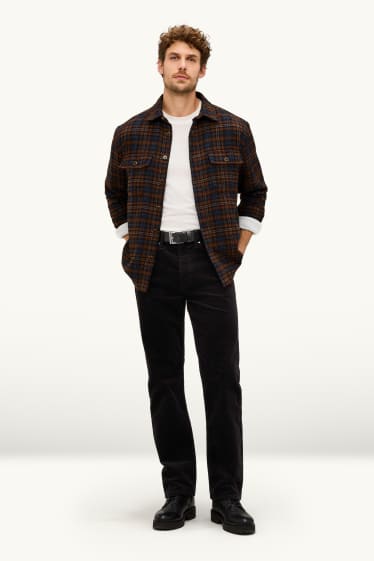 Hommes - Pantalon en velours côtelé - Straight fit - noir