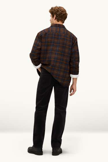 Hommes - Pantalon en velours côtelé - Straight fit - noir