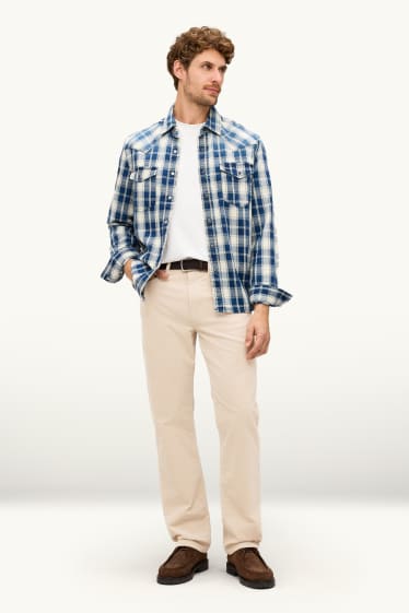 Bărbați - Pantaloni din catifea reiată - straight fit - bej deschis