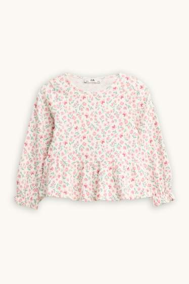 Enfants filles - Ensemble - haut en maille, chemisier et legging de coupe évasée - 3 pièces - rose / rose pâle