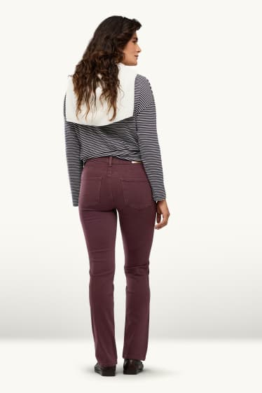 Women - Straight jeans - mid-rise waist - LYCRA ® - bordeaux
