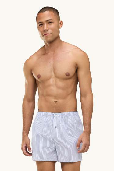 Uomo - Confezione da 2 - boxer - tessuto operato - blu / bianco