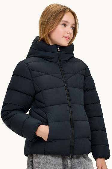 Niñas - Chaqueta acolchada con capucha - hidrófuga - negro