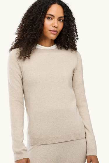 Femmes - Pull en cachemire - beige chiné