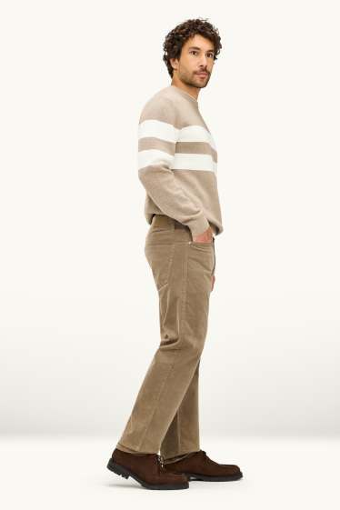 Men - Corduroy trousers - straight fit - dark green