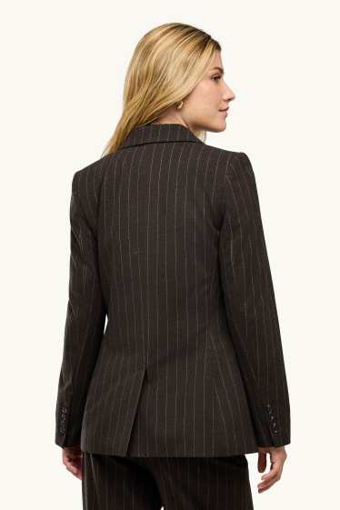 Damen - Business-Blazer - Regular Fit - Nadelstreifen - dunkelbraun