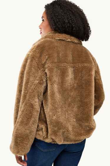 Women - Faux fur jacket - lined - light brown