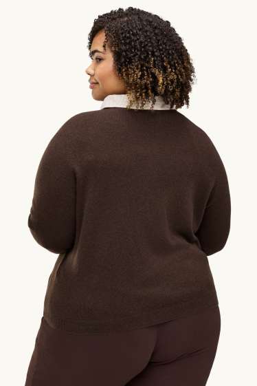 Damen - Kaschmir-Strickjacke - dunkelbraun