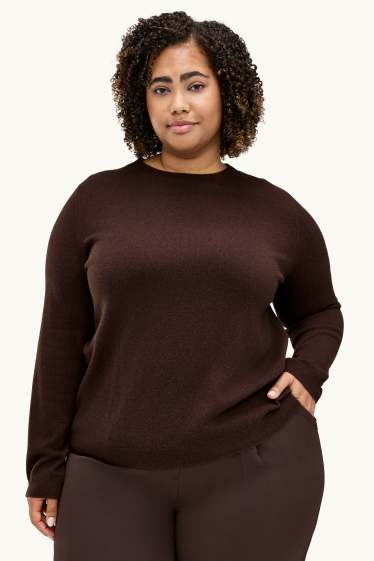 Damen - Kaschmir-Pullover - dunkelbraun
