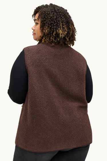 Femmes - Gilet sans manches en peluche - marron foncé