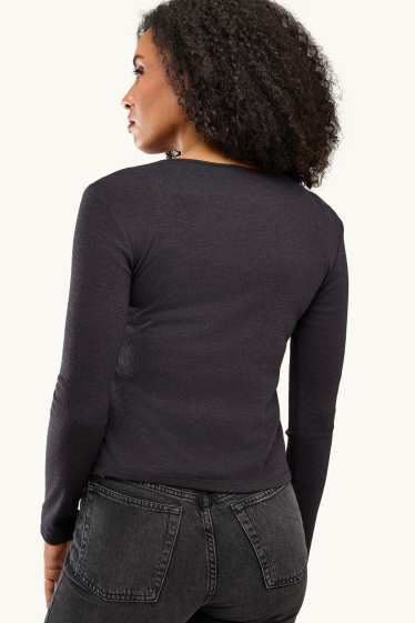 Dona - Càrdigan - look 2 en 1 - gris fosc jaspiat