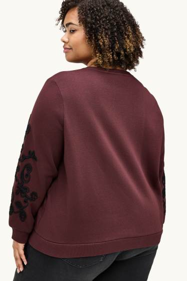 Damen - Sweatshirt - bestickt - braun