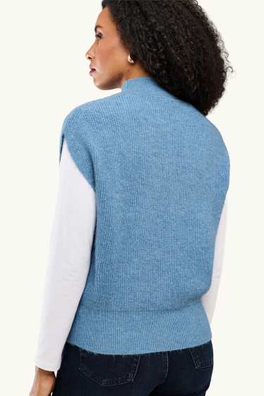 Damen - Pullunder - gerippt - hellblau